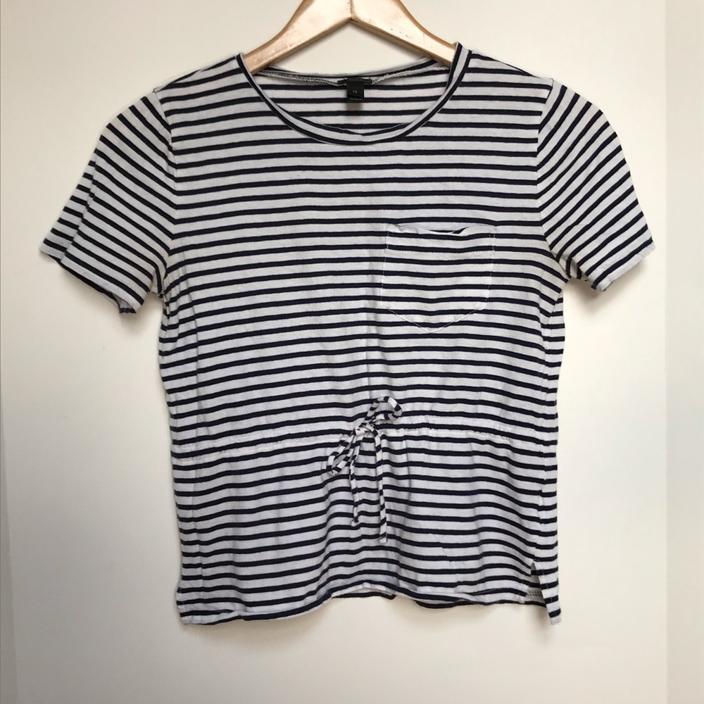 XS J crew short sleeve striped navy shirt